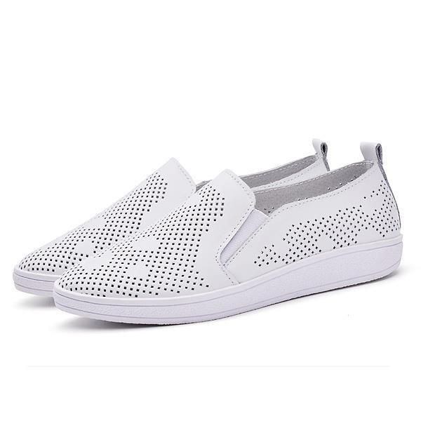 Dame Casual Åndbare Loafers Udhulede Slip-on Bløde Flade Sko