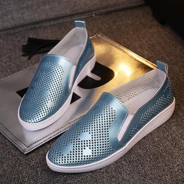 Dame Casual Åndbare Loafers Udhulede Slip-on Bløde Flade Sko