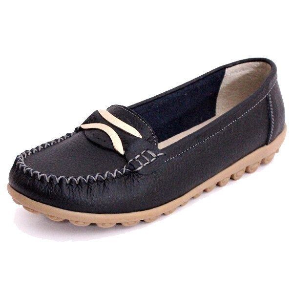 Dame Casual Autumn Flats Rund Toe Sko Blødbund Flade Loafers