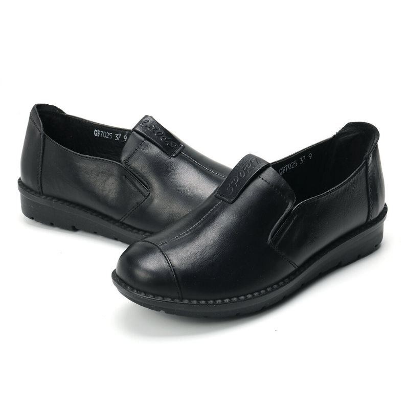 Dame Casual Behagelig Blød Sål Slip On Læder Loafers