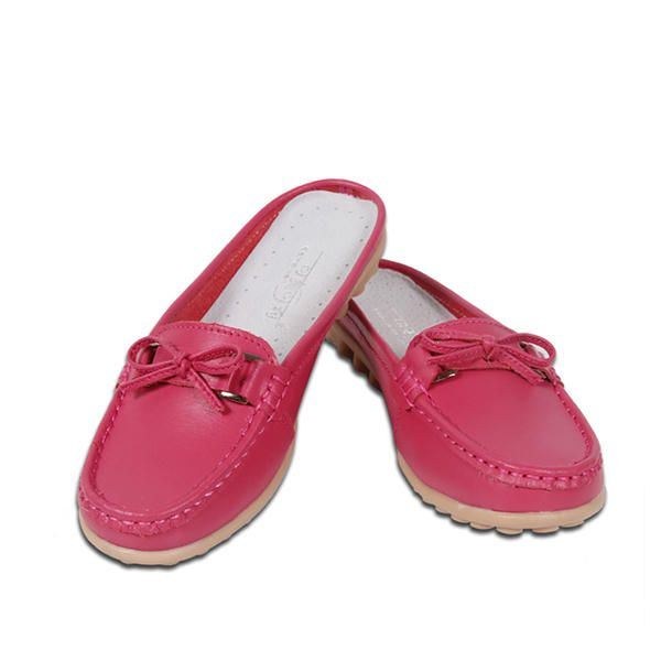 Dame Casual Blødt Læder Slip-ons Bowknot Chic Flat Loafers