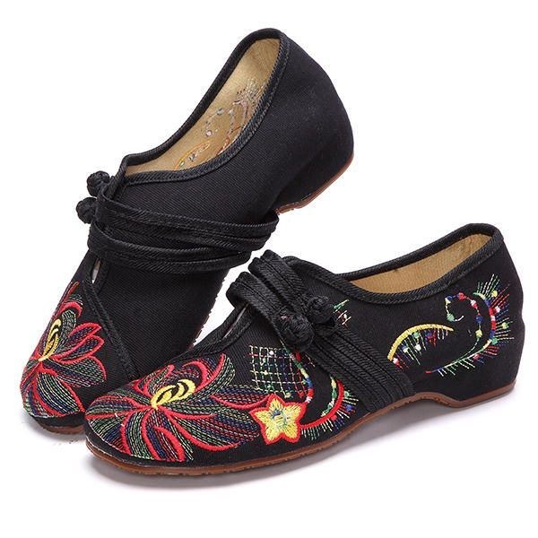 Dame Casual Brodery Floral Slip On Outdoor Flat Shoes