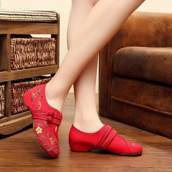 Dame Casual Brodery Floral Slip On Outdoor Flat Shoes