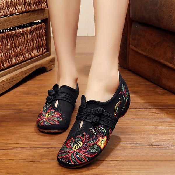 Dame Casual Brodery Floral Slip On Outdoor Flat Shoes