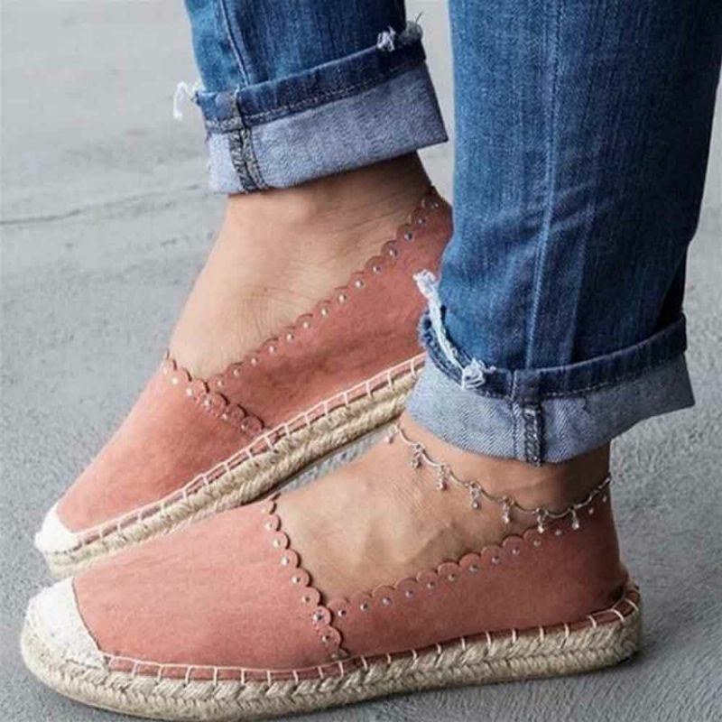 Dame Casual Comfy Åndbar Espadrille Flat Slip On Flats