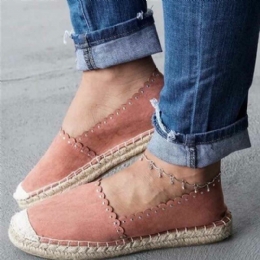 Dame Casual Comfy Åndbar Espadrille Flat Slip On Flats