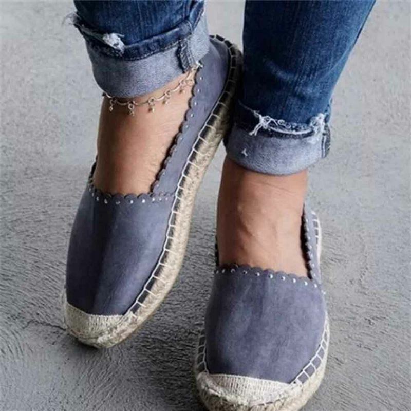 Dame Casual Comfy Åndbar Espadrille Flat Slip On Flats