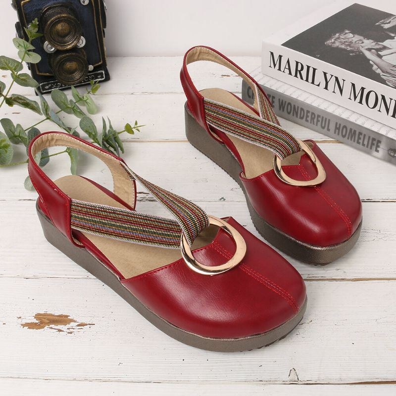 Dame Casual Elastic Band Metal Hole Flats