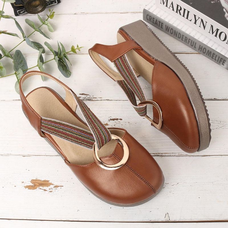 Dame Casual Elastic Band Metal Hole Flats