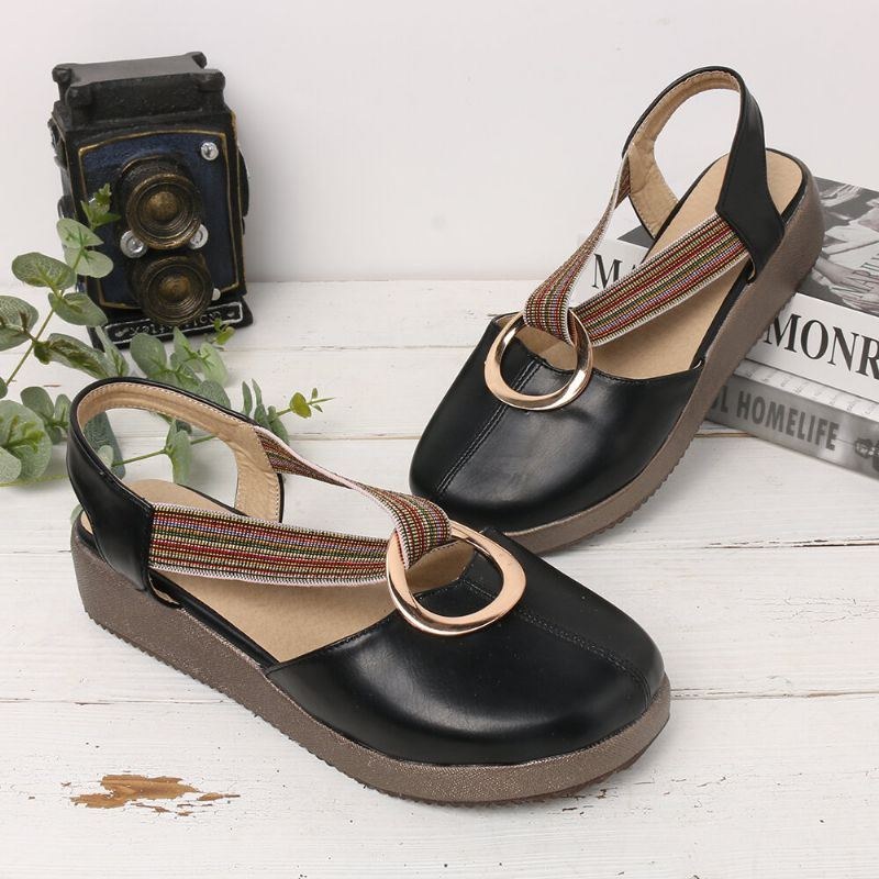 Dame Casual Elastic Band Metal Hole Flats