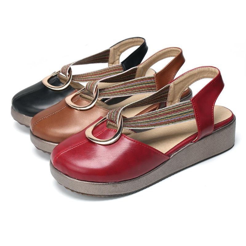 Dame Casual Elastic Band Metal Hole Flats