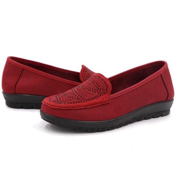 Dame Casual Flat Slip On Soft Sko I Ruskind