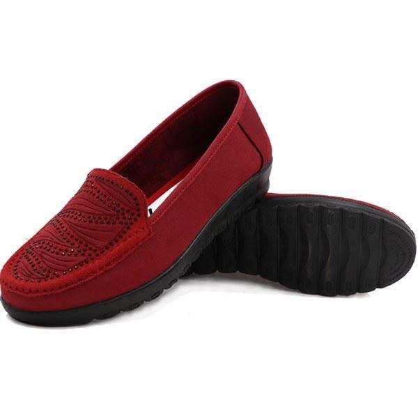 Dame Casual Flat Slip On Soft Sko I Ruskind