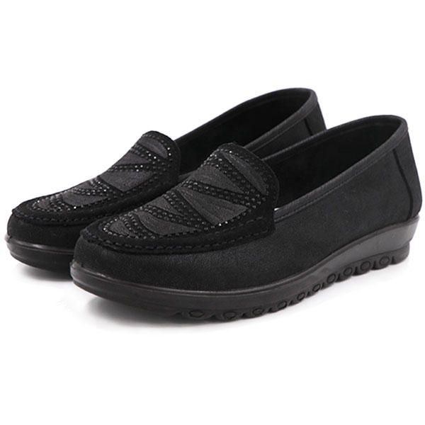 Dame Casual Flat Slip On Soft Sko I Ruskind