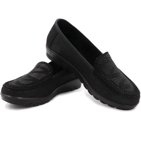 Dame Casual Flat Slip On Soft Sko I Ruskind