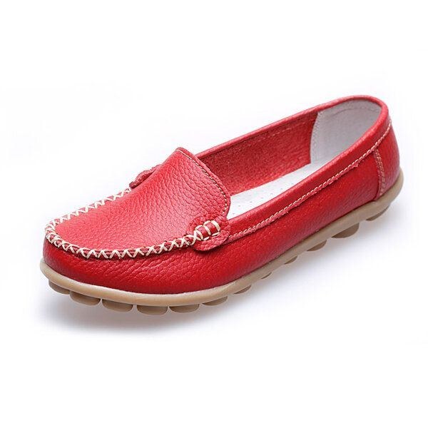 Dame Casual Flats Runde Tå Loafers Blød Sål Slip On Flat Loafers