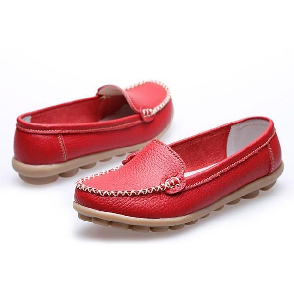 Dame Casual Flats Runde Tå Loafers Blød Sål Slip On Flat Loafers