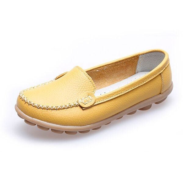 Dame Casual Flats Runde Tå Loafers Blød Sål Slip On Flat Loafers