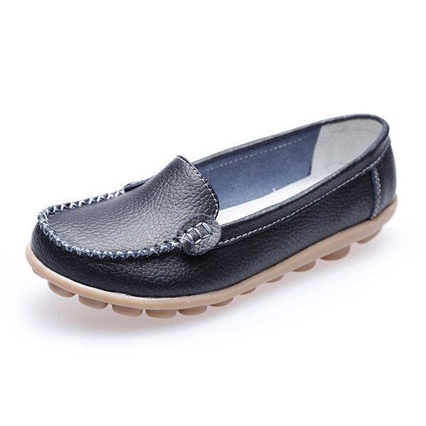 Dame Casual Flats Runde Tå Loafers Blød Sål Slip On Flat Loafers