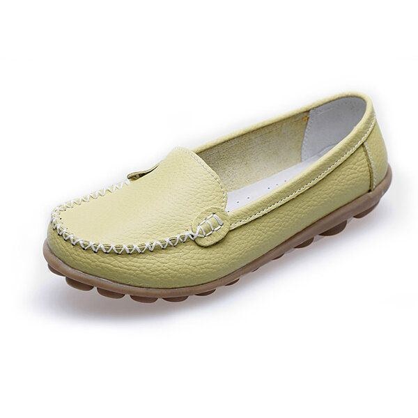 Dame Casual Flats Runde Tå Loafers Blød Sål Slip On Flat Loafers