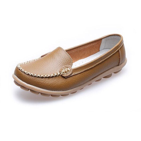 Dame Casual Flats Runde Tå Loafers Blød Sål Slip On Flat Loafers