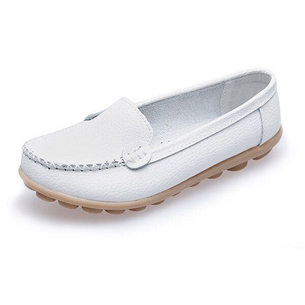 Dame Casual Flats Runde Tå Loafers Blød Sål Slip On Flat Loafers