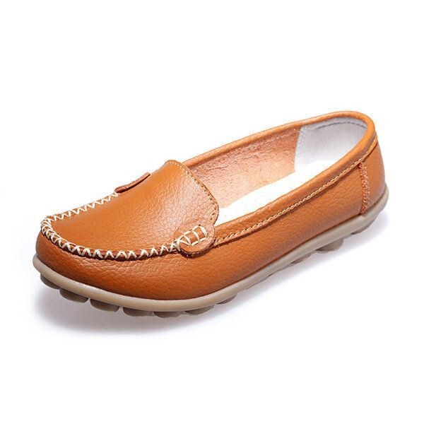 Dame Casual Flats Runde Tå Loafers Blød Sål Slip On Flat Loafers