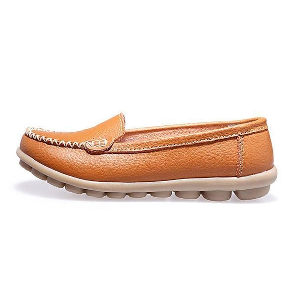 Dame Casual Flats Runde Tå Loafers Blød Sål Slip On Flat Loafers