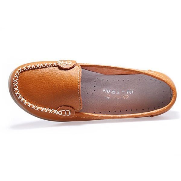 Dame Casual Flats Runde Tå Loafers Blød Sål Slip On Flat Loafers