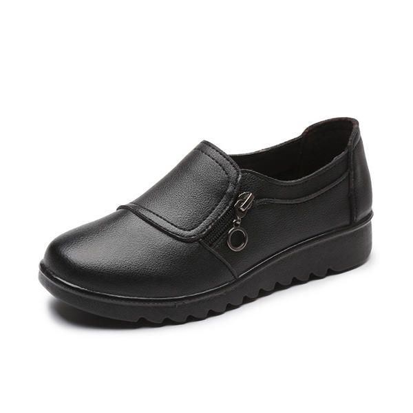 Dame Casual Læder Slip On Outdoor Flat Loafers