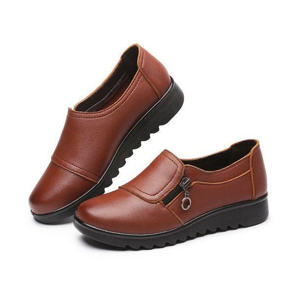 Dame Casual Læder Slip On Outdoor Flat Loafers