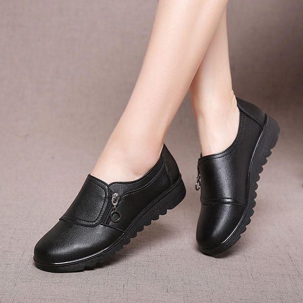 Dame Casual Læder Slip On Outdoor Flat Loafers