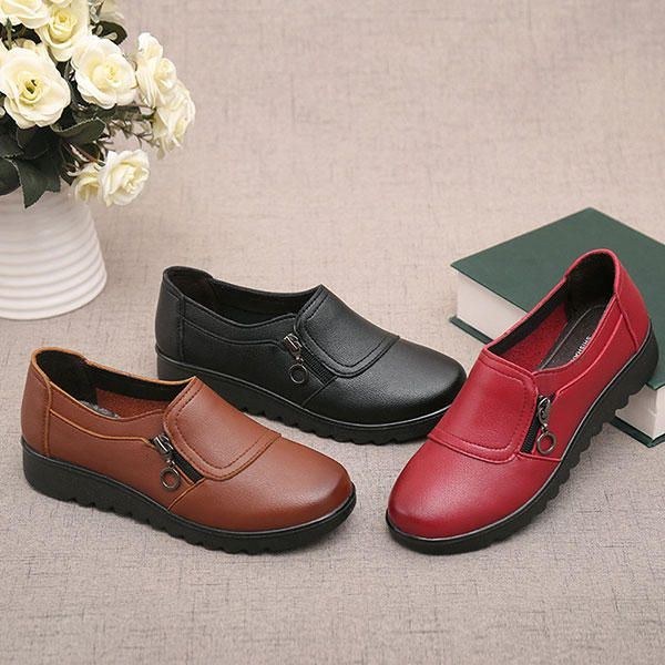 Dame Casual Læder Slip On Outdoor Flat Loafers