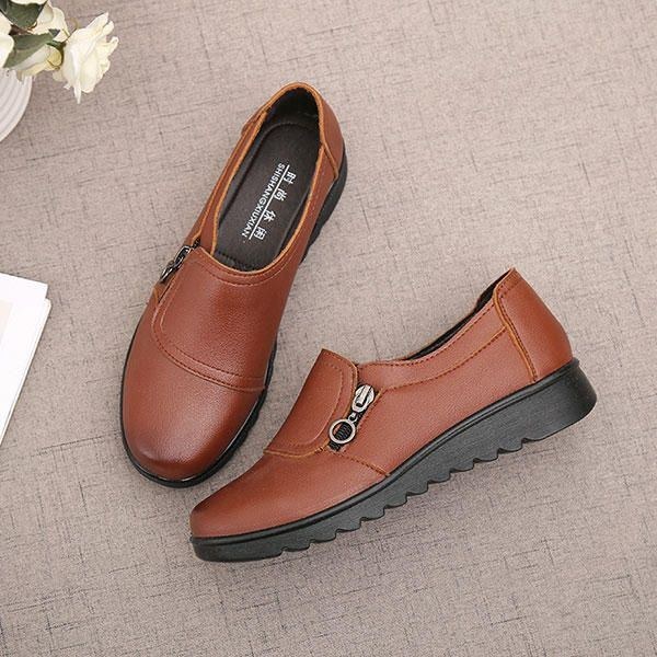 Dame Casual Læder Slip On Outdoor Flat Loafers