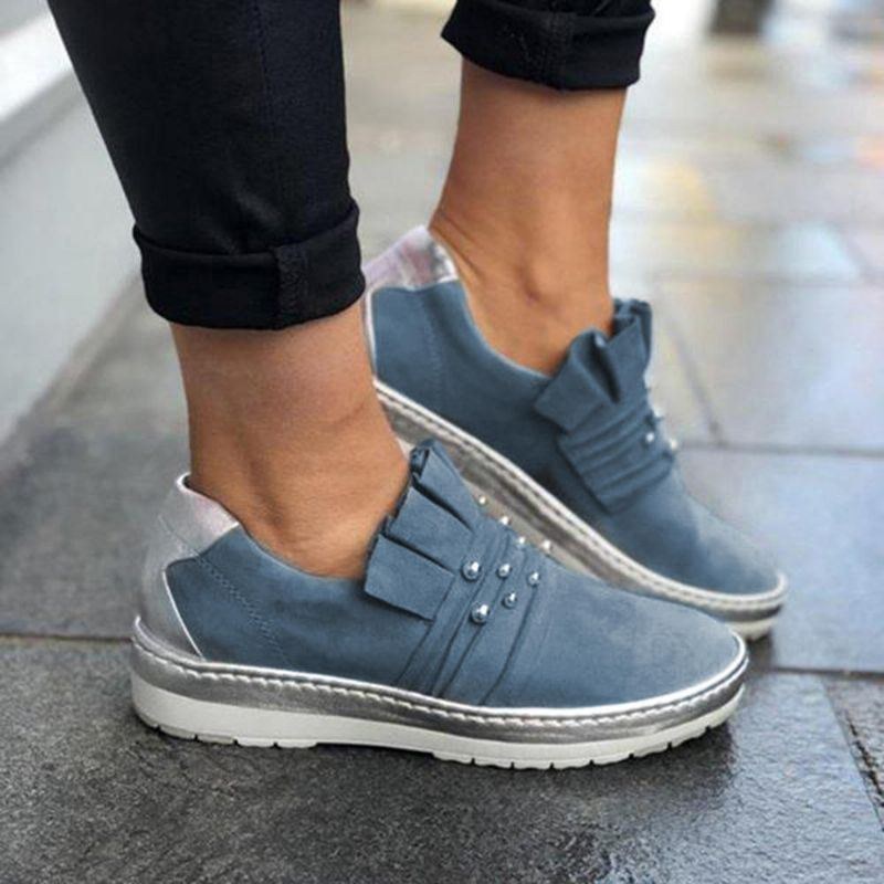 Dame Casual Metal Comfy Slip On Platform Loafers