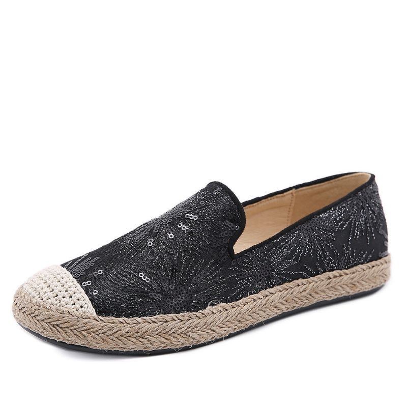 Dame Casual Pailletter Blomster Mønster Espadrille Flats Loafers