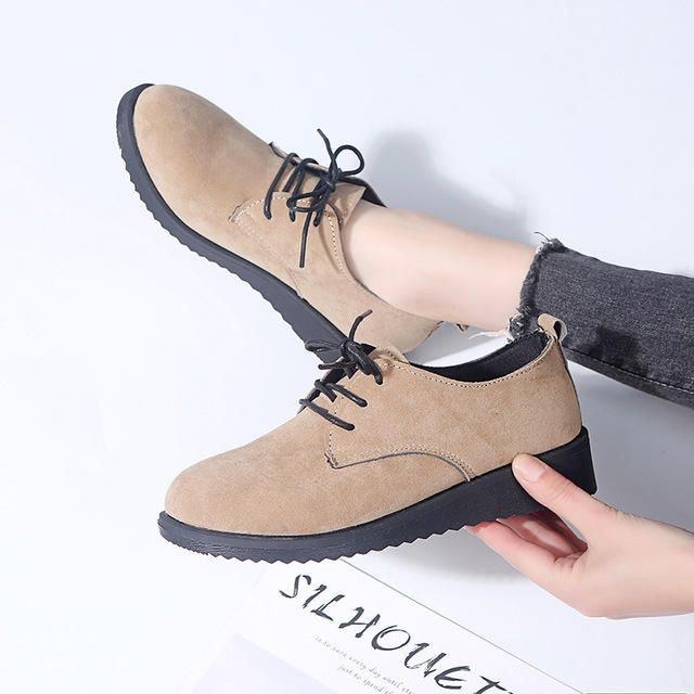 Dame Casual Pure Color Lace Up Flats