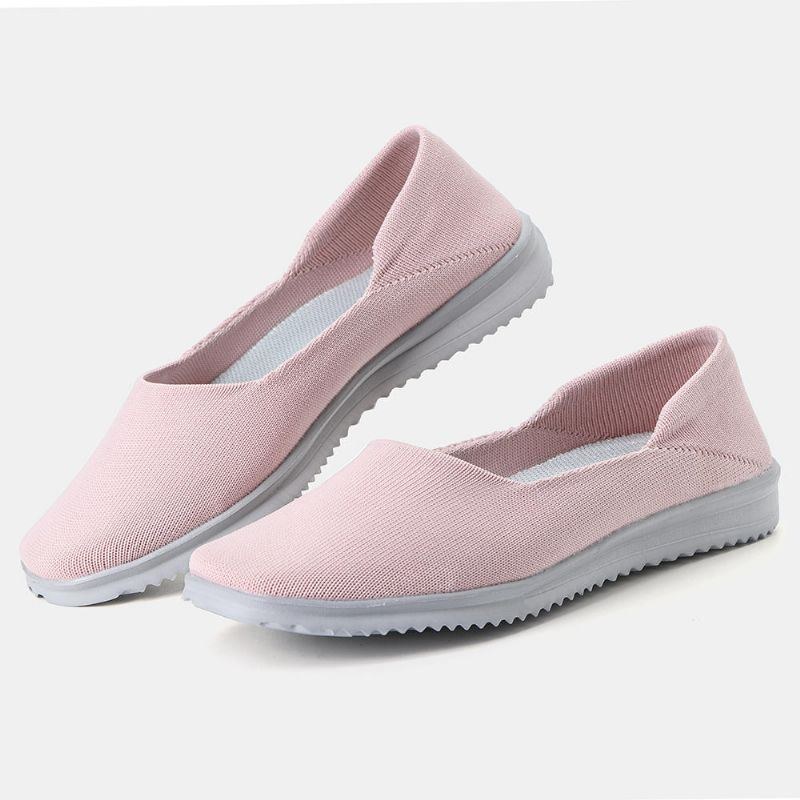 Dame Casual Sko Åndbar Mesh Slip On Cloth Flats