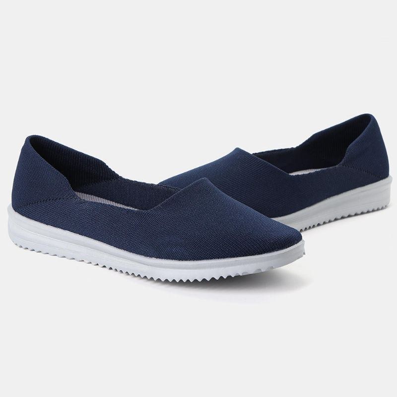 Dame Casual Sko Åndbar Mesh Slip On Cloth Flats