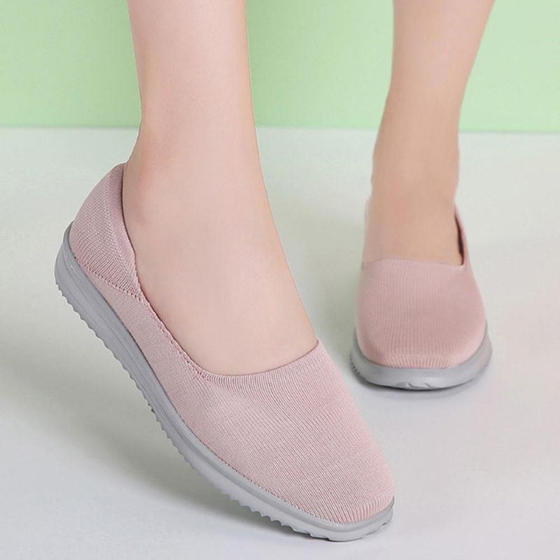 Dame Casual Sko Åndbar Mesh Slip On Cloth Flats