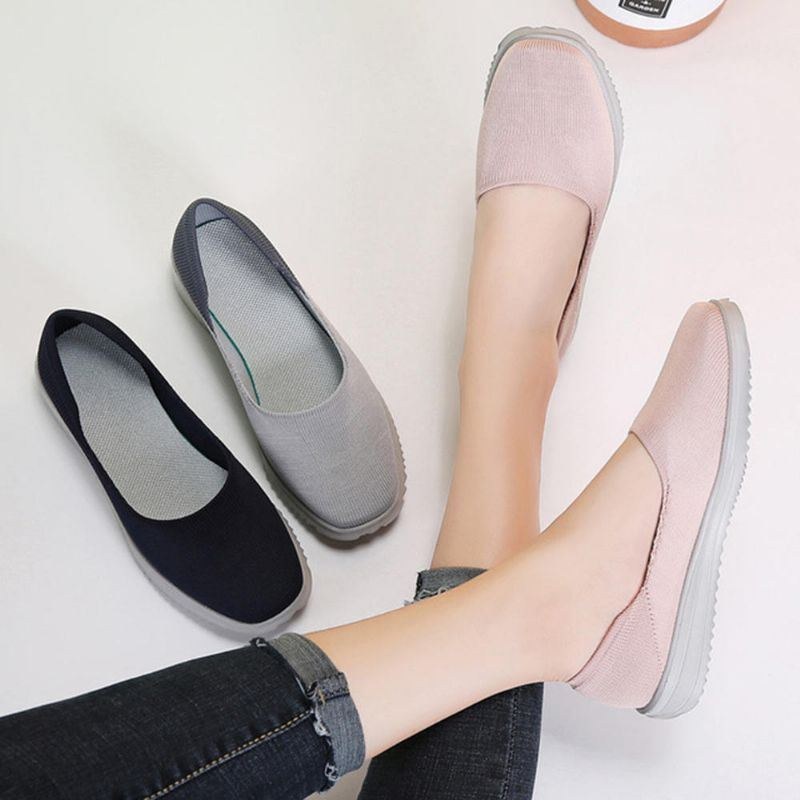 Dame Casual Sko Åndbar Mesh Slip On Cloth Flats