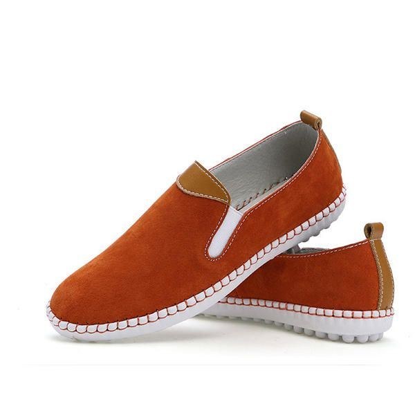 Dame Casual Sko Komfortable Udendørs Læder Slip On Flats Loafers