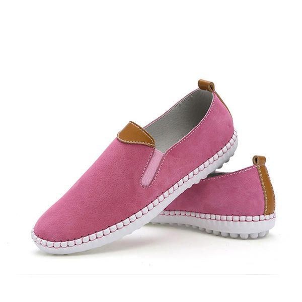 Dame Casual Sko Komfortable Udendørs Læder Slip On Flats Loafers