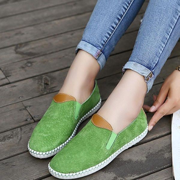 Dame Casual Sko Komfortable Udendørs Læder Slip On Flats Loafers