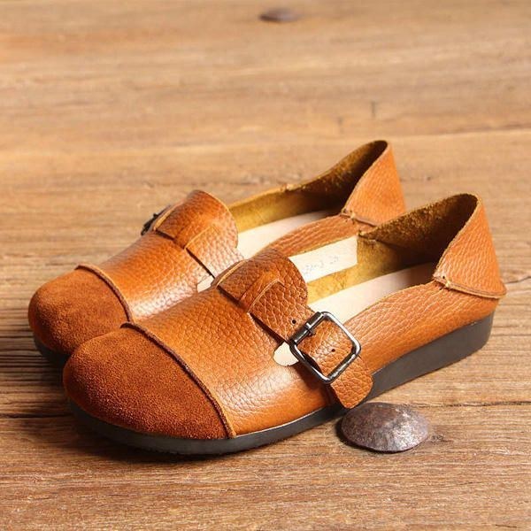 Dame Casual Slip On Bløde Lædersko Udendørs Low Top Flat Loafers