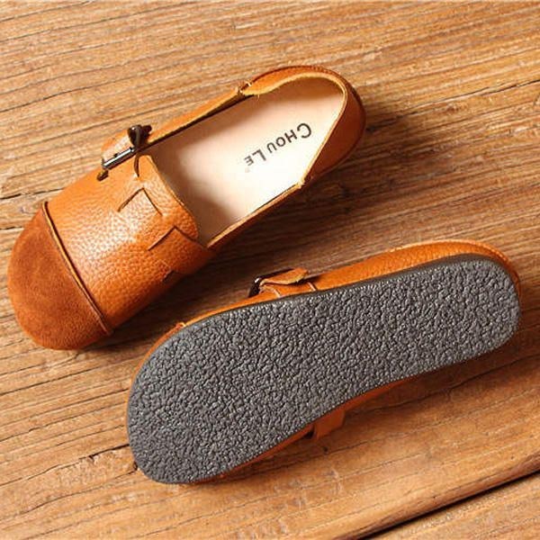 Dame Casual Slip On Bløde Lædersko Udendørs Low Top Flat Loafers