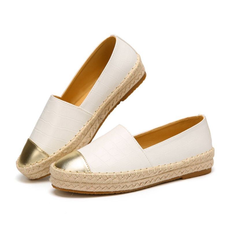 Dame Casual Splejsning Slip On Espadrille Loafers Flats Fisherman's Shoes