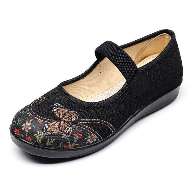 Dame Comfy Non-slip Elastisk Bånd Mary Jane Flat Loafers