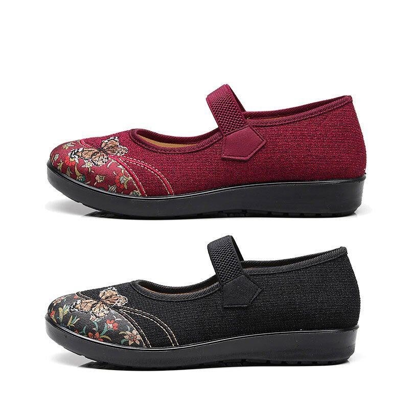 Dame Comfy Non-slip Elastisk Bånd Mary Jane Flat Loafers