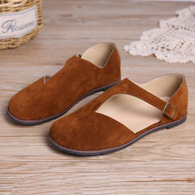 Dame Comfy Ruskindsspænde Pure Colour Flats